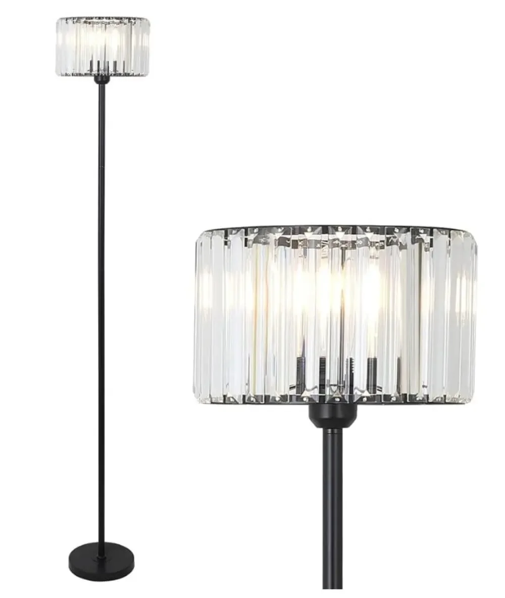 HMVPL Crystal Floor Lamp Black K9 Shade Modern Standing Lamp NEW Open Box